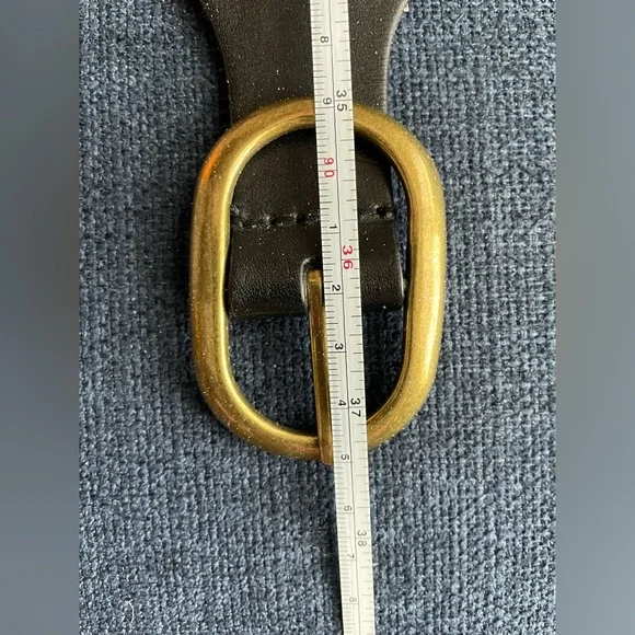 LOFT - XS black woven genuine leather wide belt with gold buckle. - Picture 9 of 13